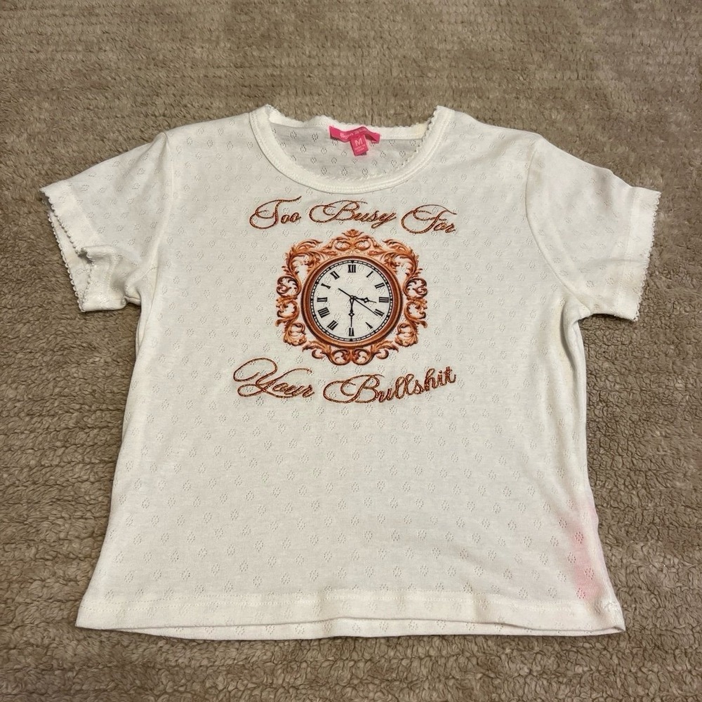 Sugar thrillz from Dolls Kill white pointelle knit baby tee size medium